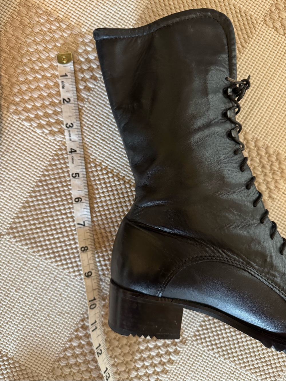 Santana Canada Women’s Black Leather Lace-Up Mid-Calf Boots Size 7 - Picture 14 of 15
